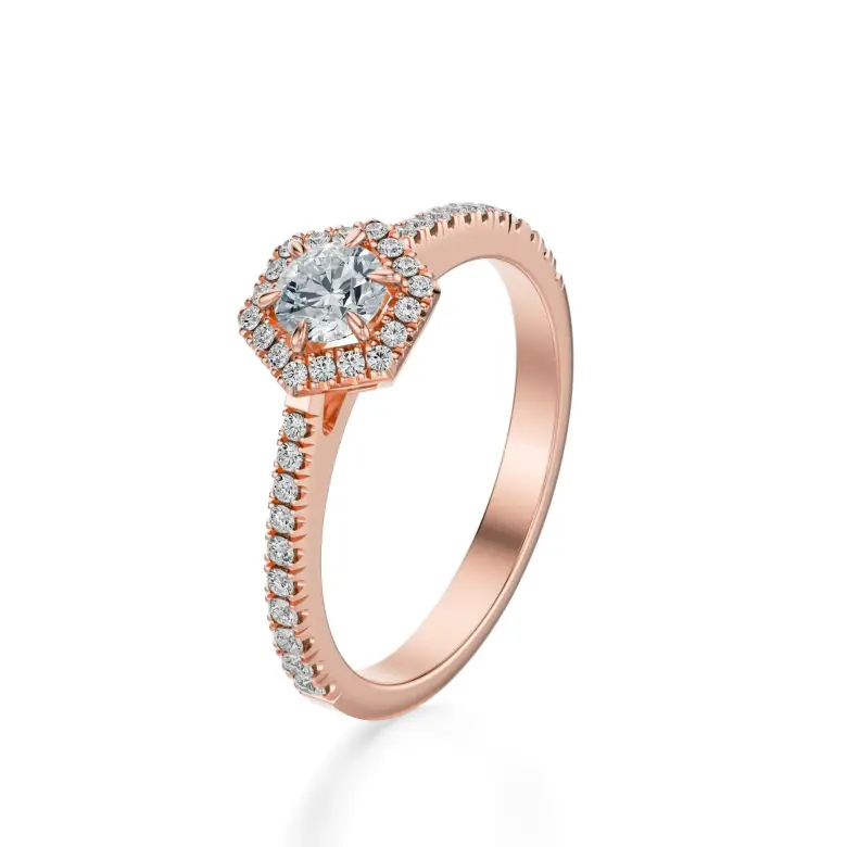 Pierścionek z różowego złota z diamentami AJPZ_076